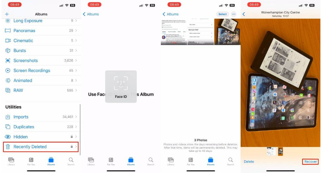 凤庆苹果14维修分享 iPhone14 上恢复已删除的照片 